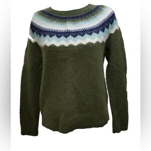 Vineyard Vines VGUC Fair Isle Cashmere Blend Sweater Green Blue Medium